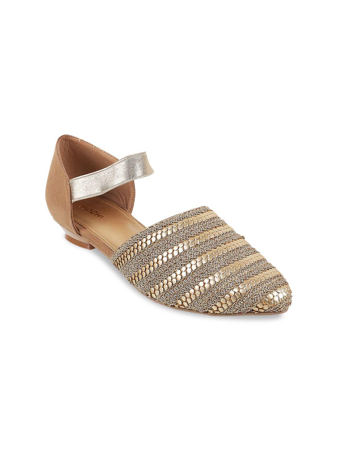 mochi women gold-toned mules flats