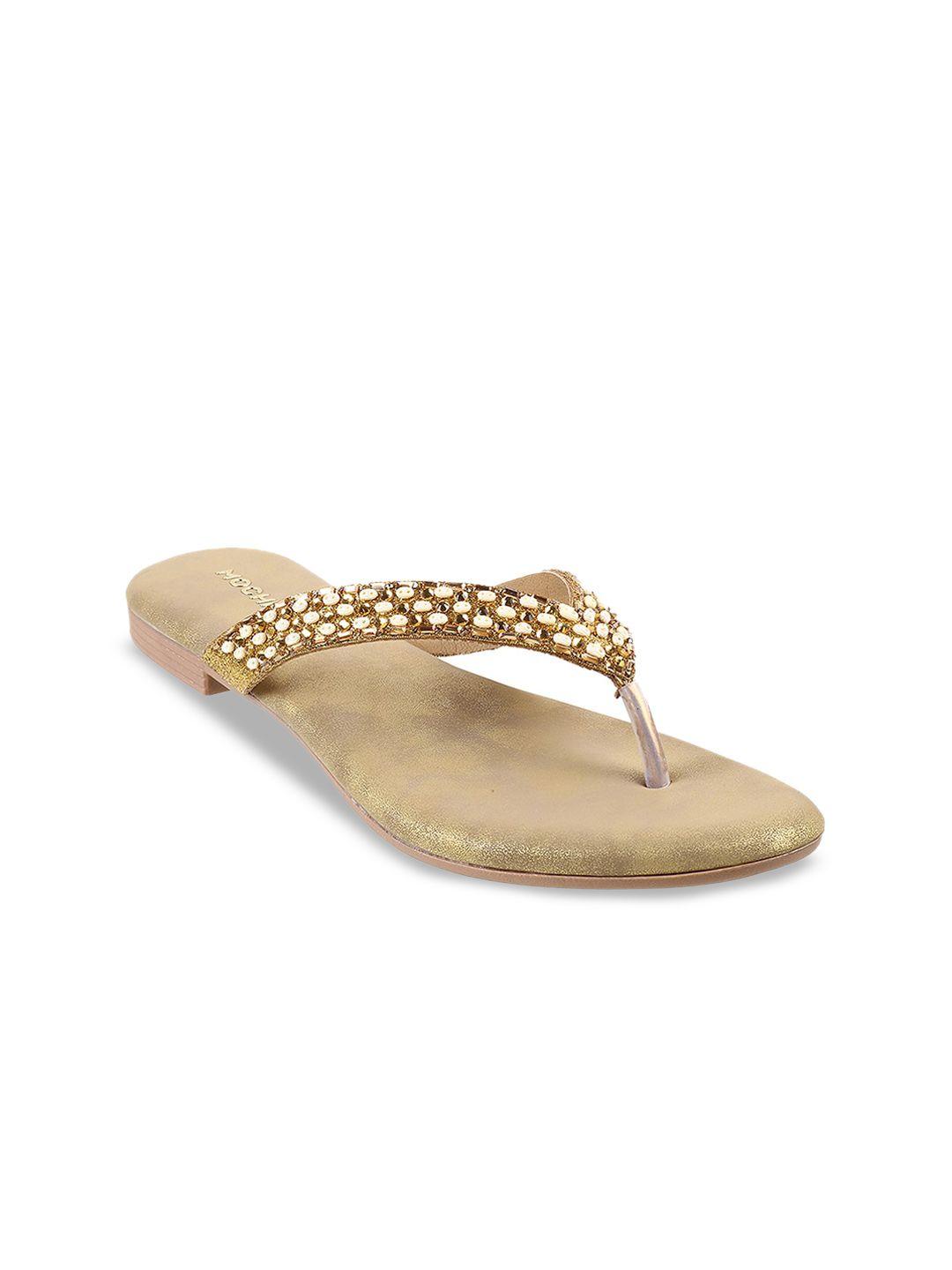 mochi women gold-toned open toe flats