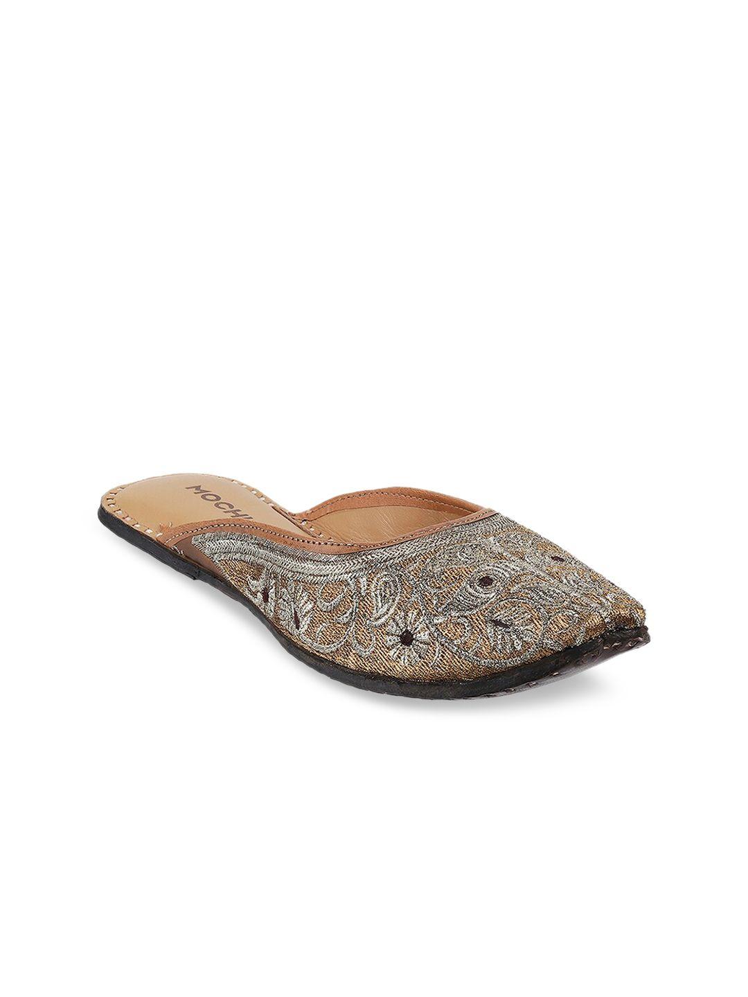 mochi women gold-toned printed ballerinas flats