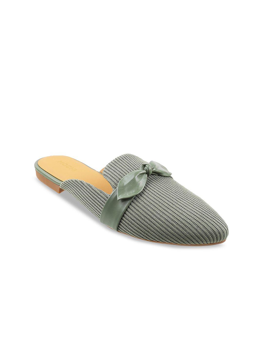 mochi women green mules with bows