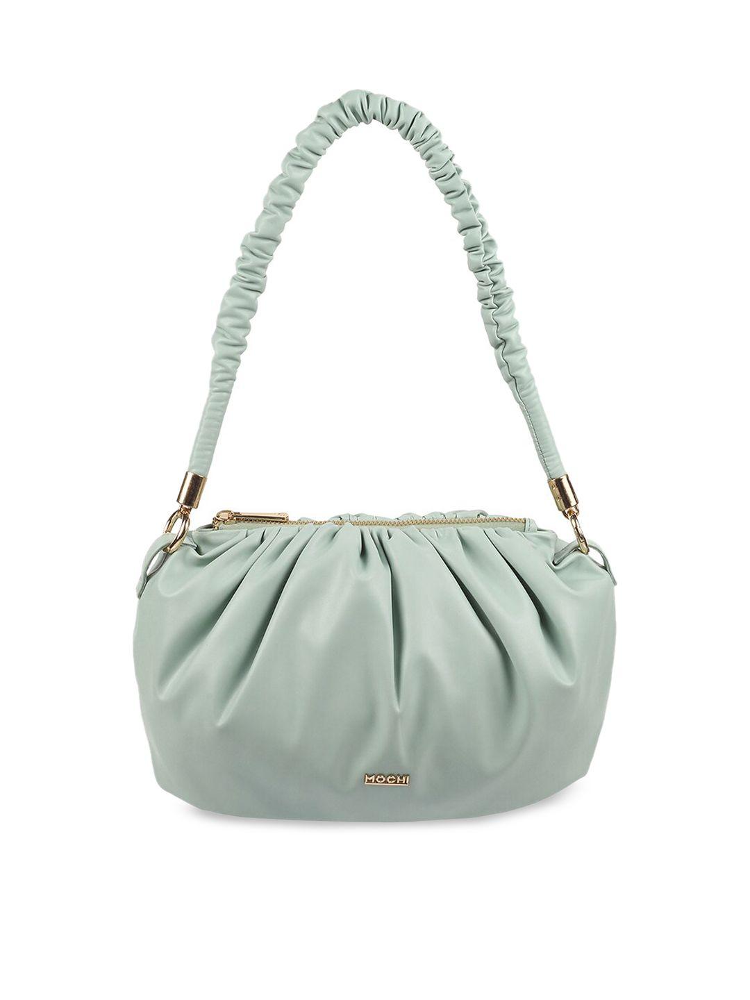 mochi women green pu structured shoulder bag