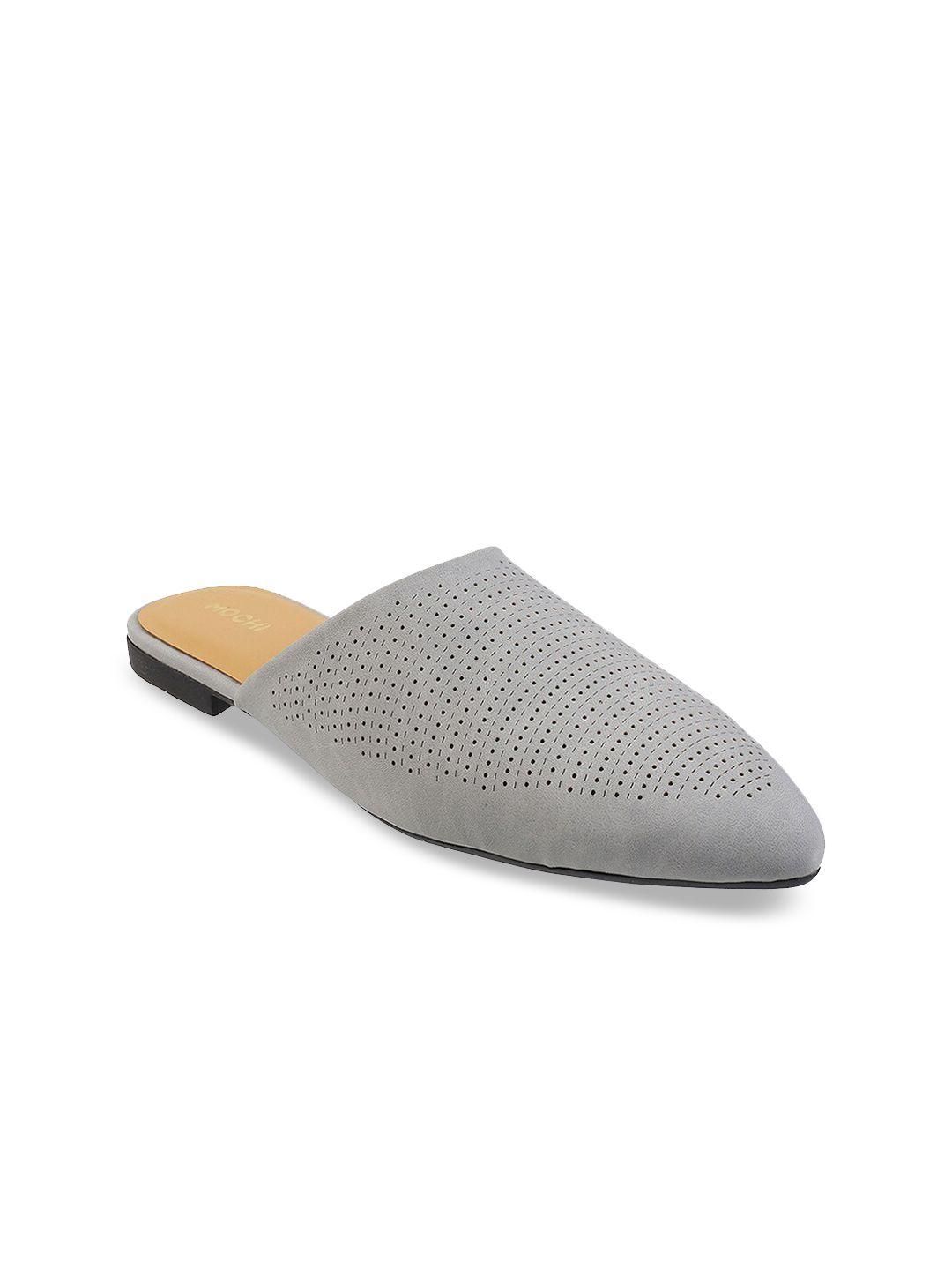 mochi women grey mules flats