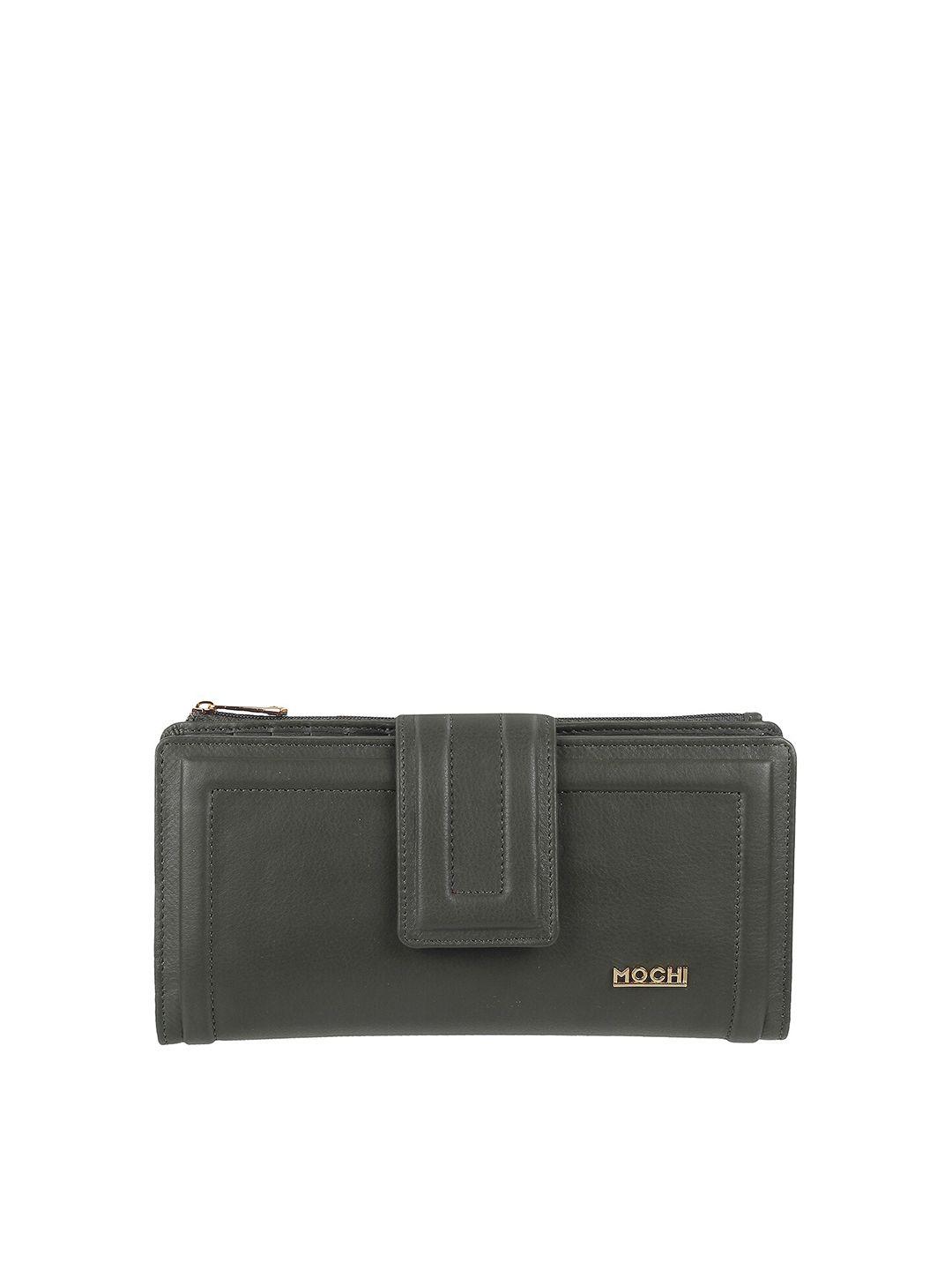 mochi women olive green two fold wallet