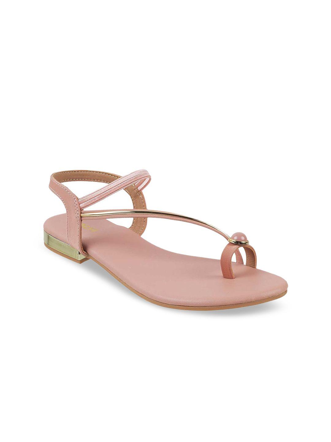 mochi women peach-coloured one toe flats