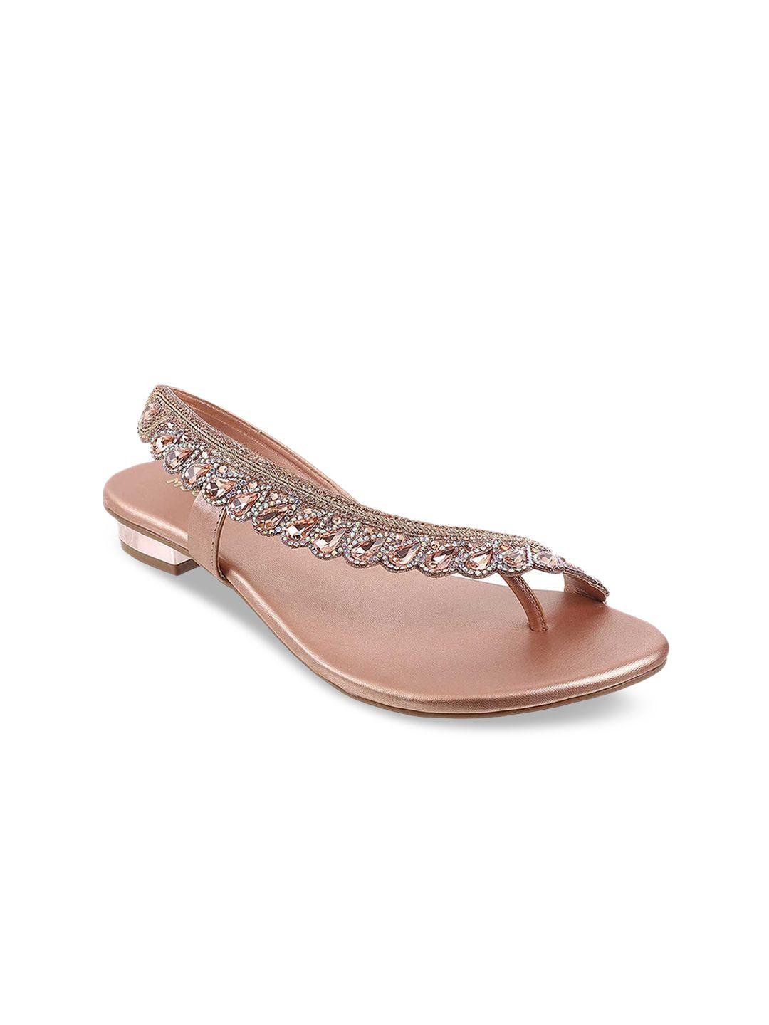 mochi women pink embellished one toe flats