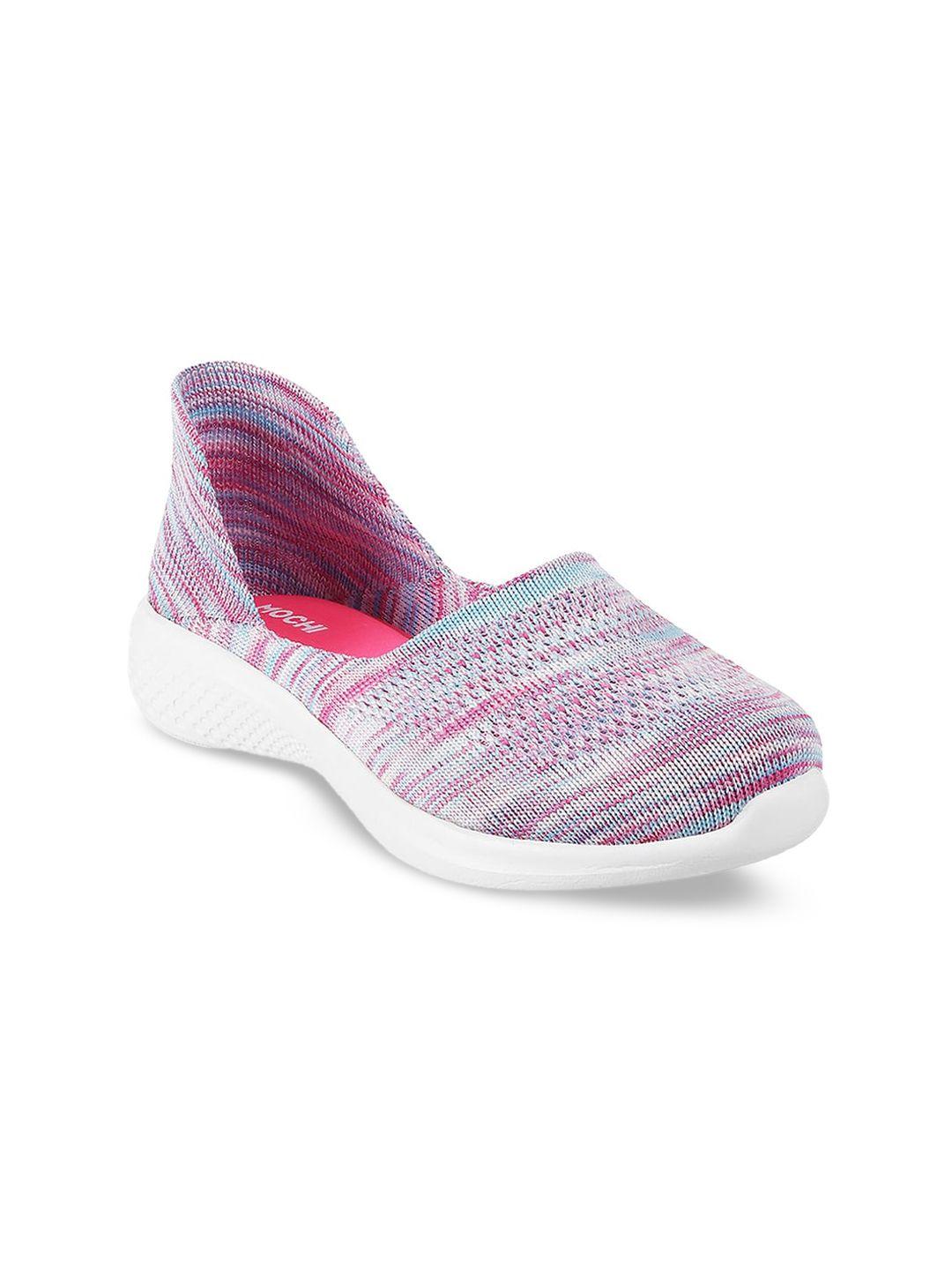 mochi women pink printed slip-on sneakers
