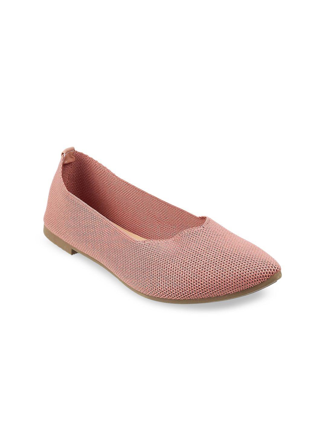 mochi women pink woven design ballerinas flats