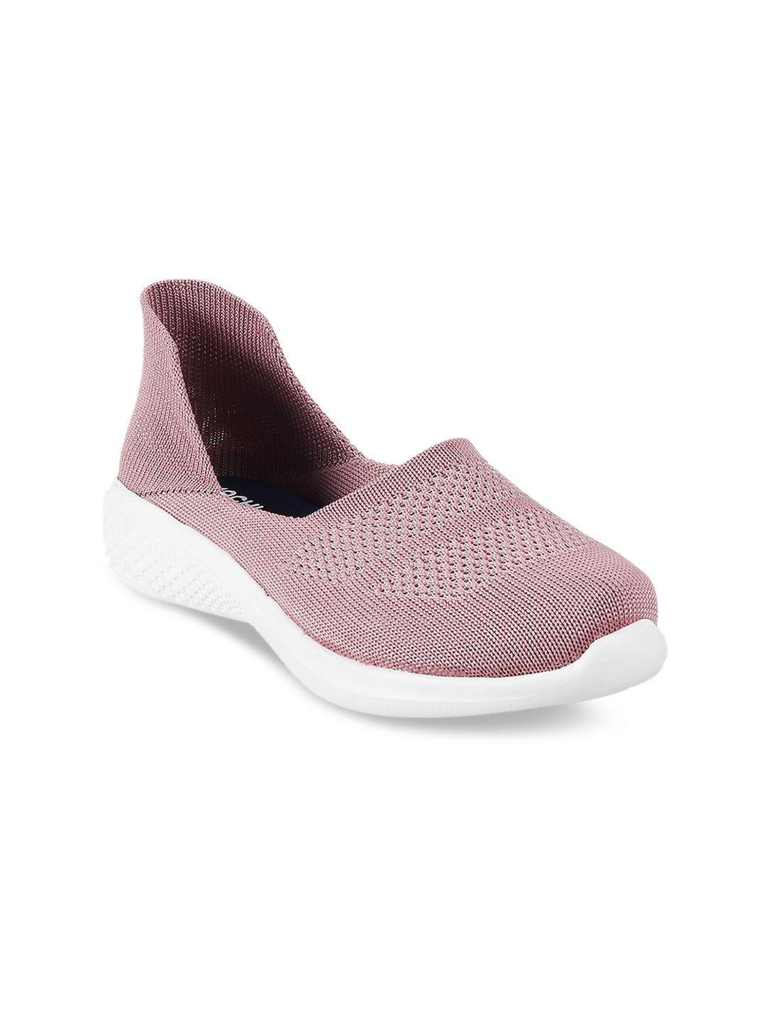 mochi women pink woven design slip-on sneakers