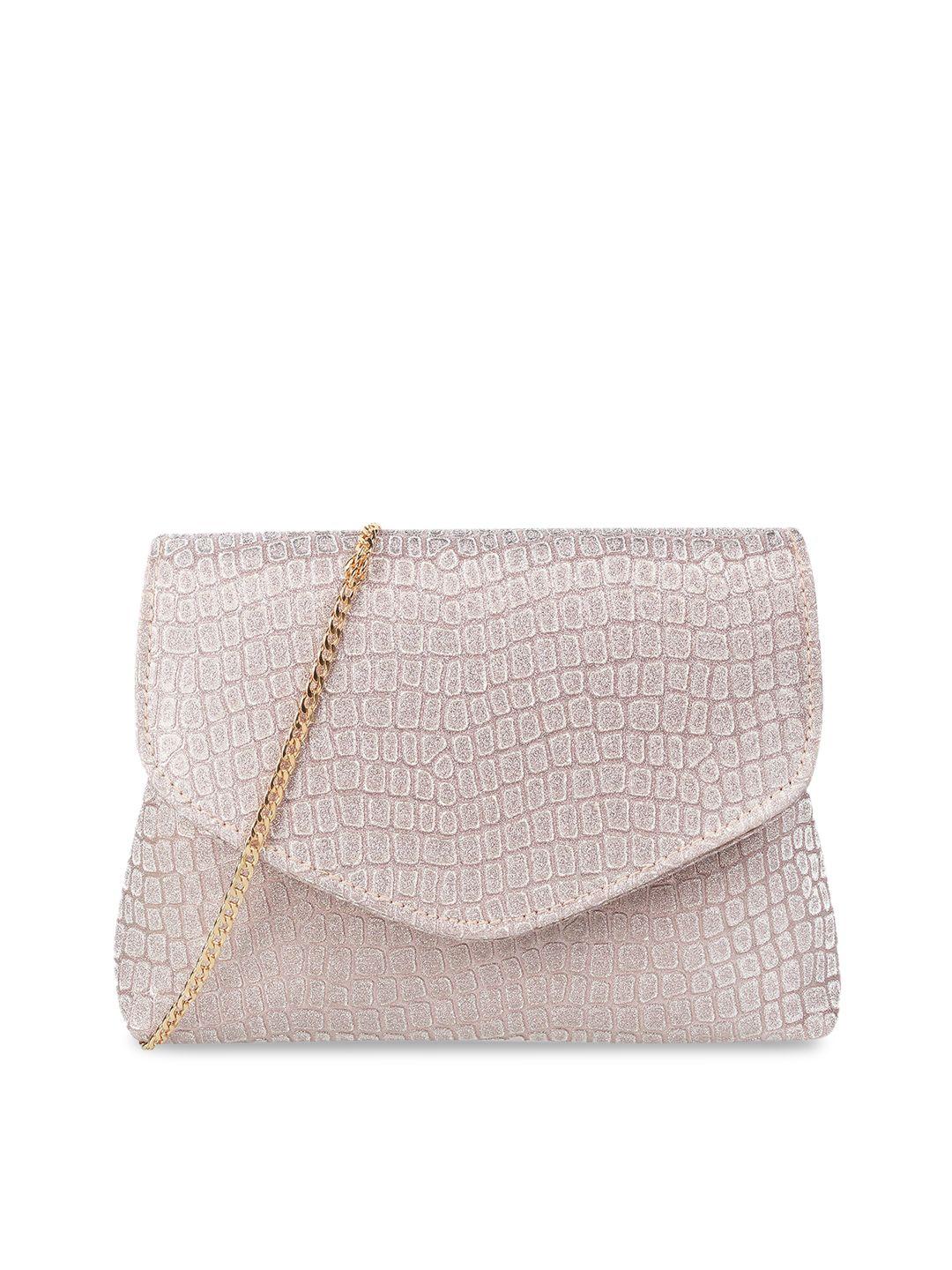 mochi women rose gold textured purse clutch