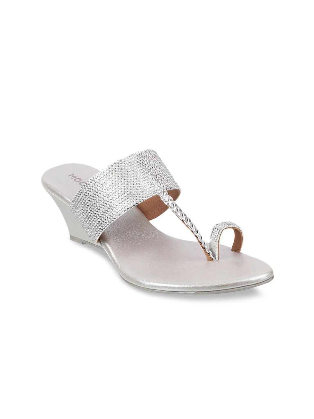 mochi women silver-toned embellished wedges