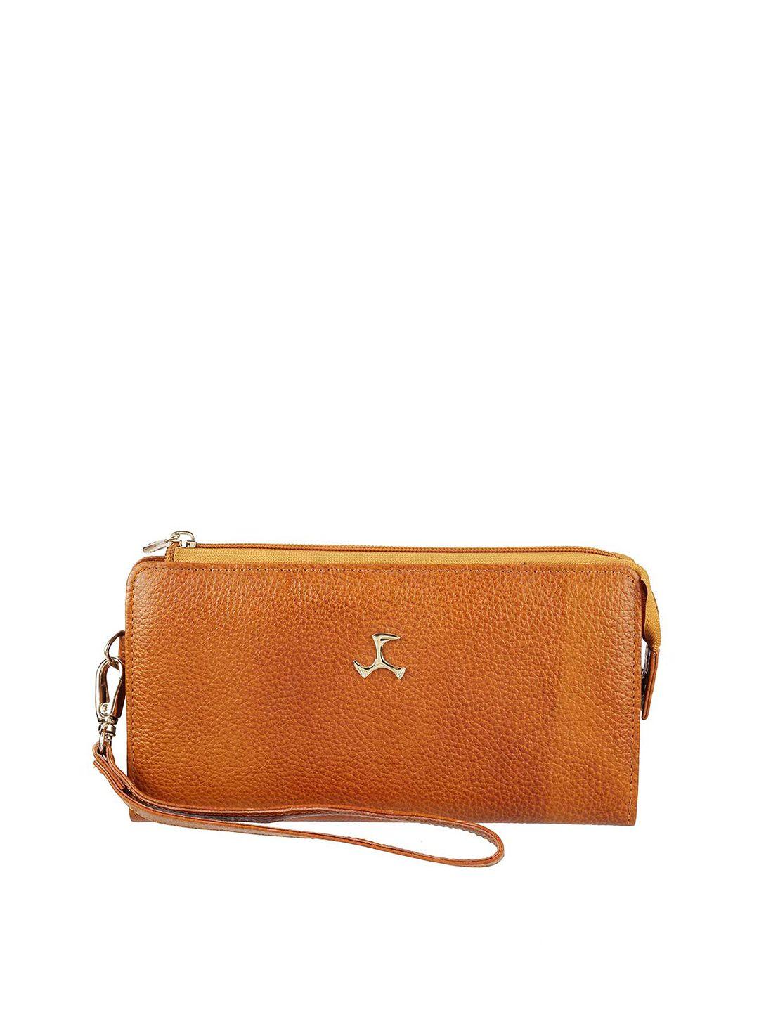 mochi women tan brown wallet with wrist loop