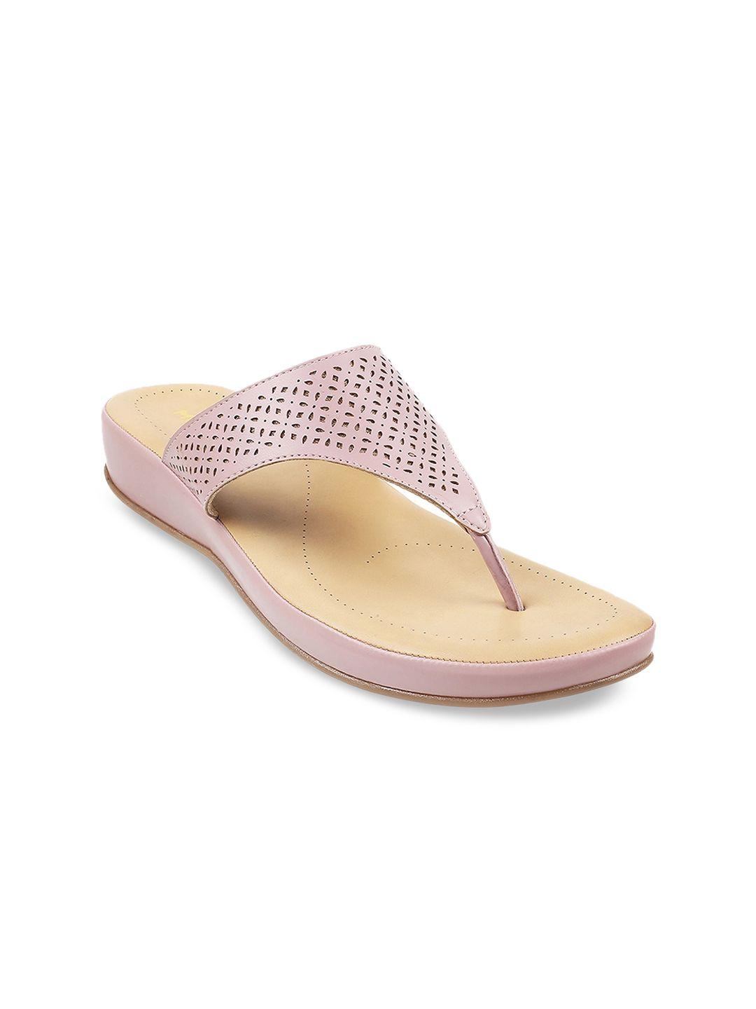mochi women textured t-strap flats with laser cuts