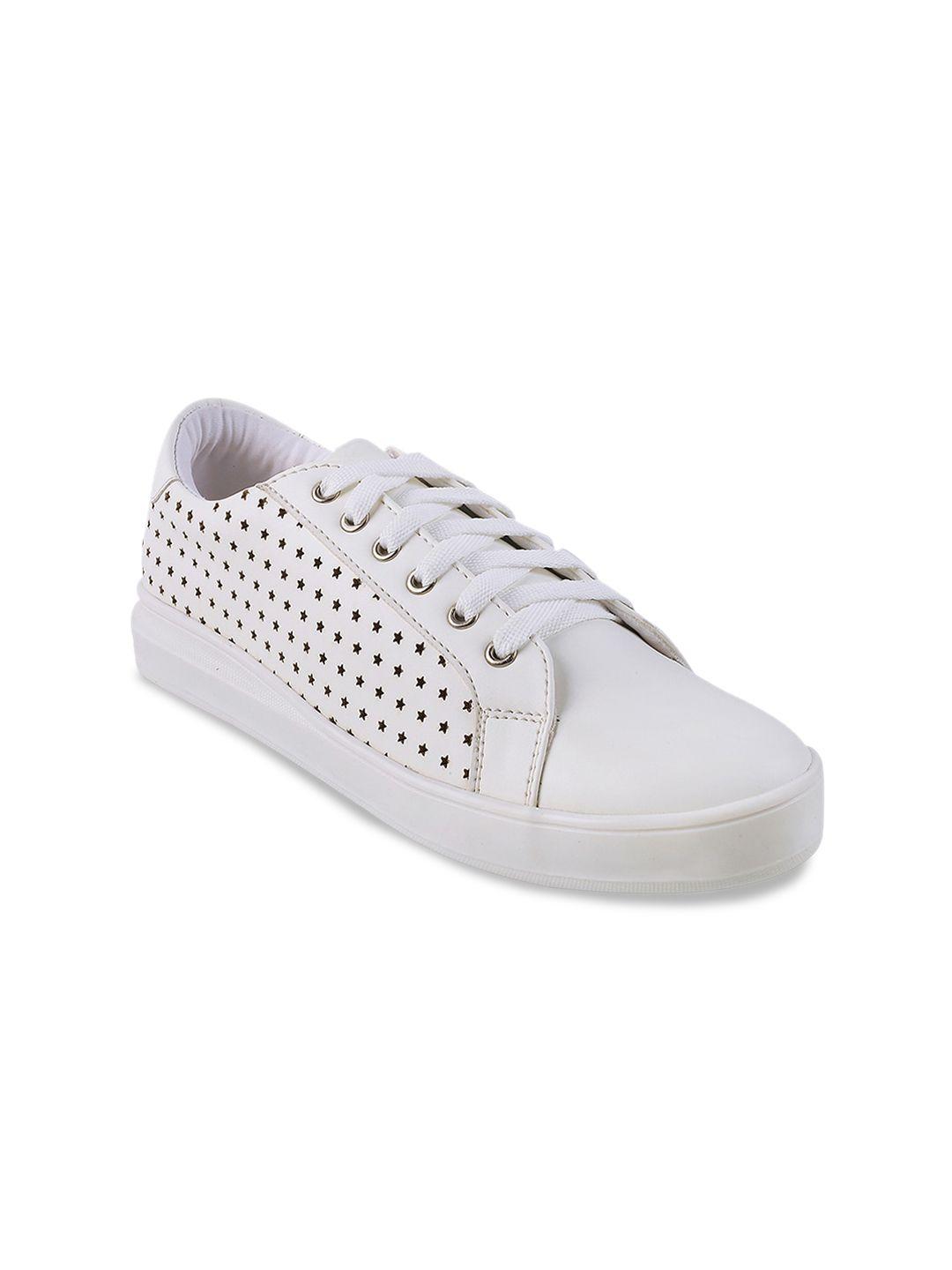 mochi women white printed sneakers