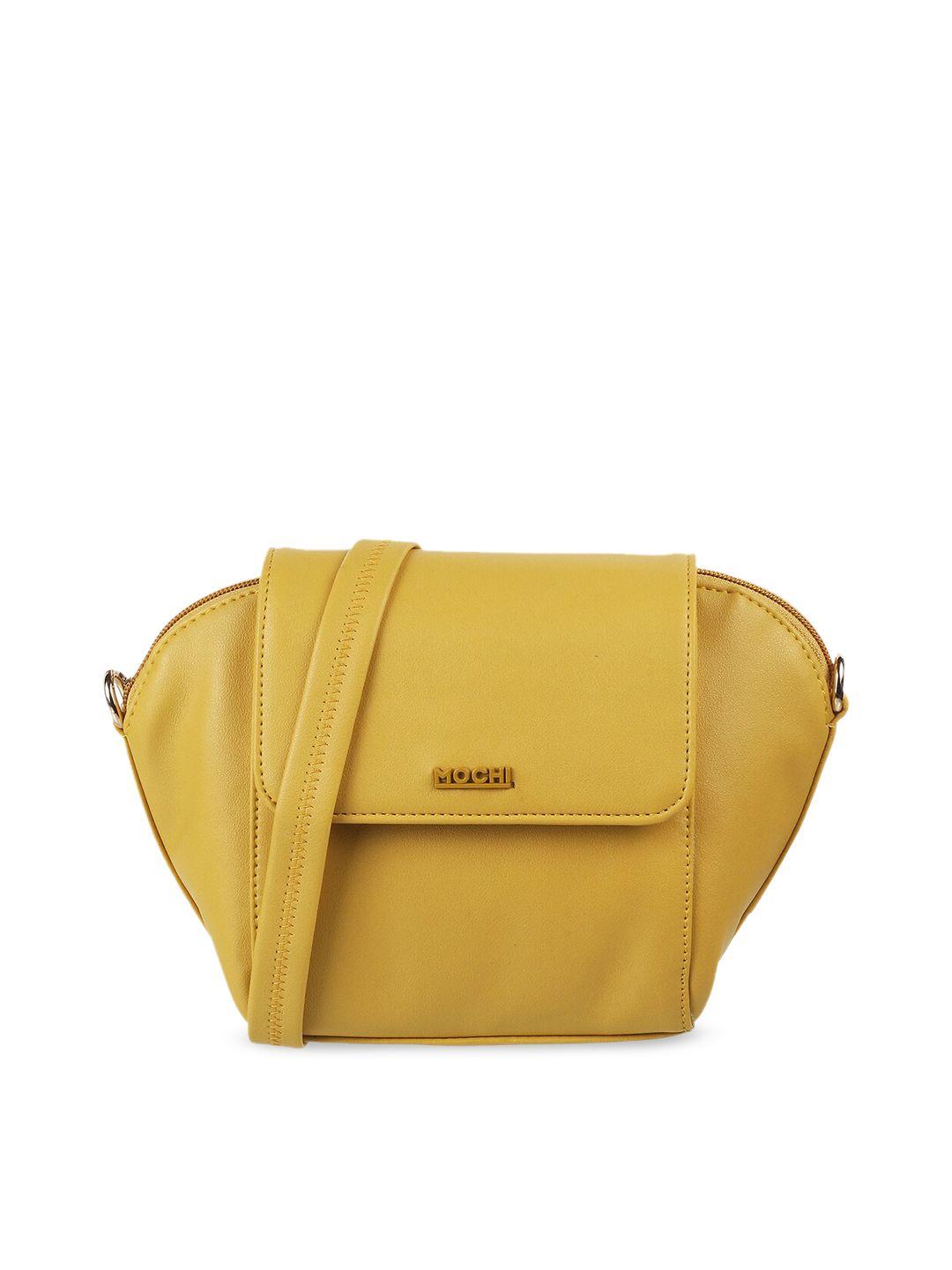 mochi yellow pu structured sling bag