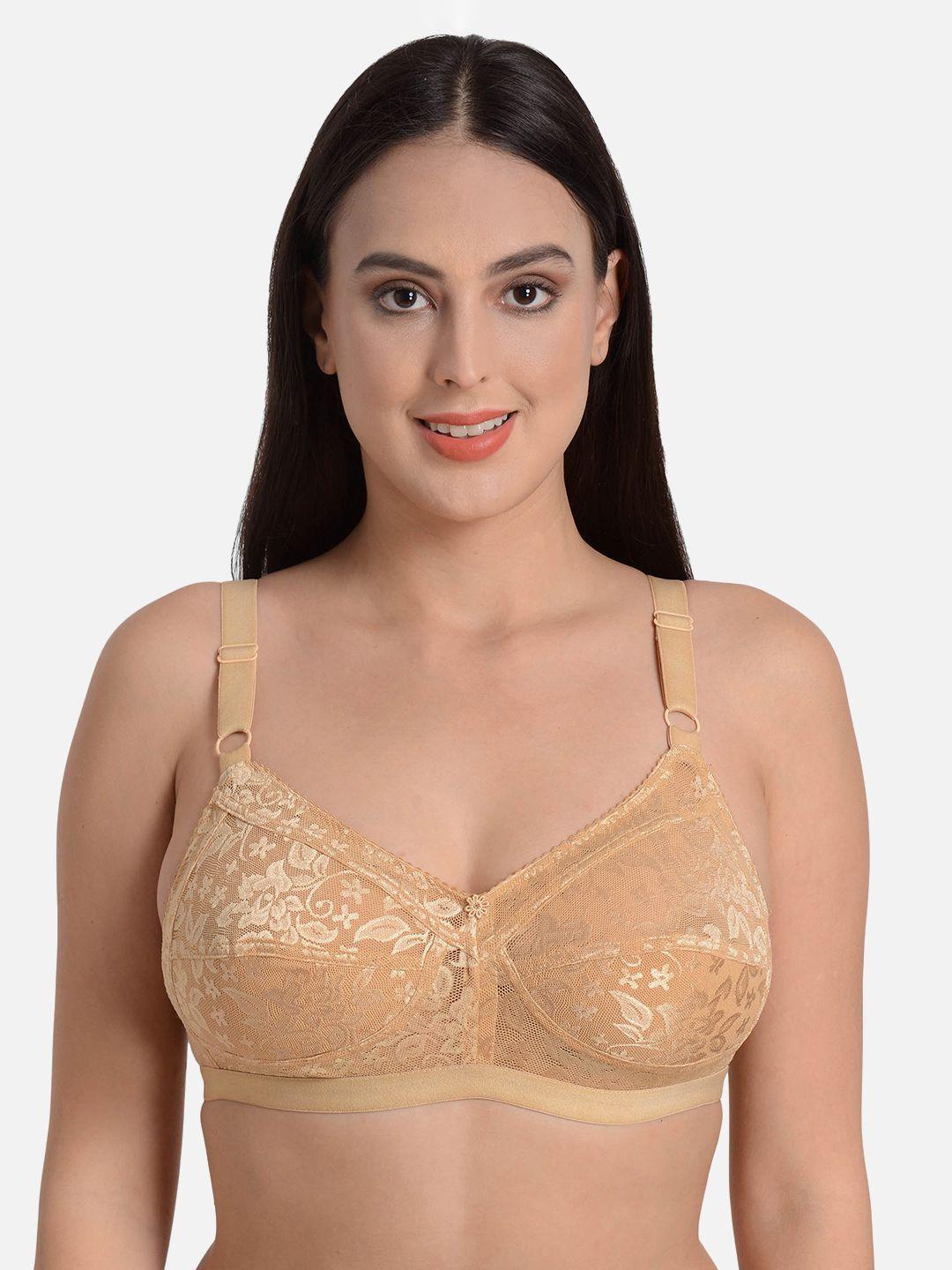 mod & shy beige lace non-wired non padded minimizer bra ms129