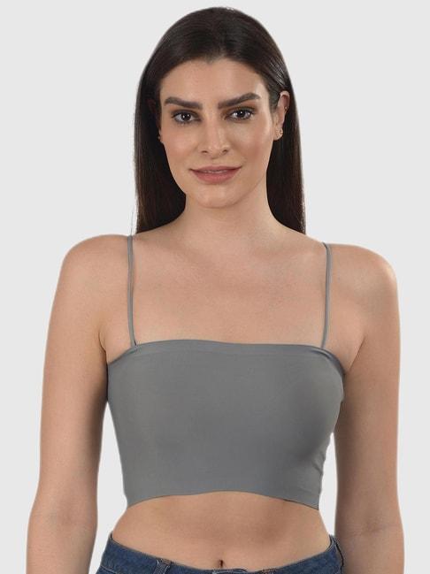 mod & shy grey solid lightly padded bra