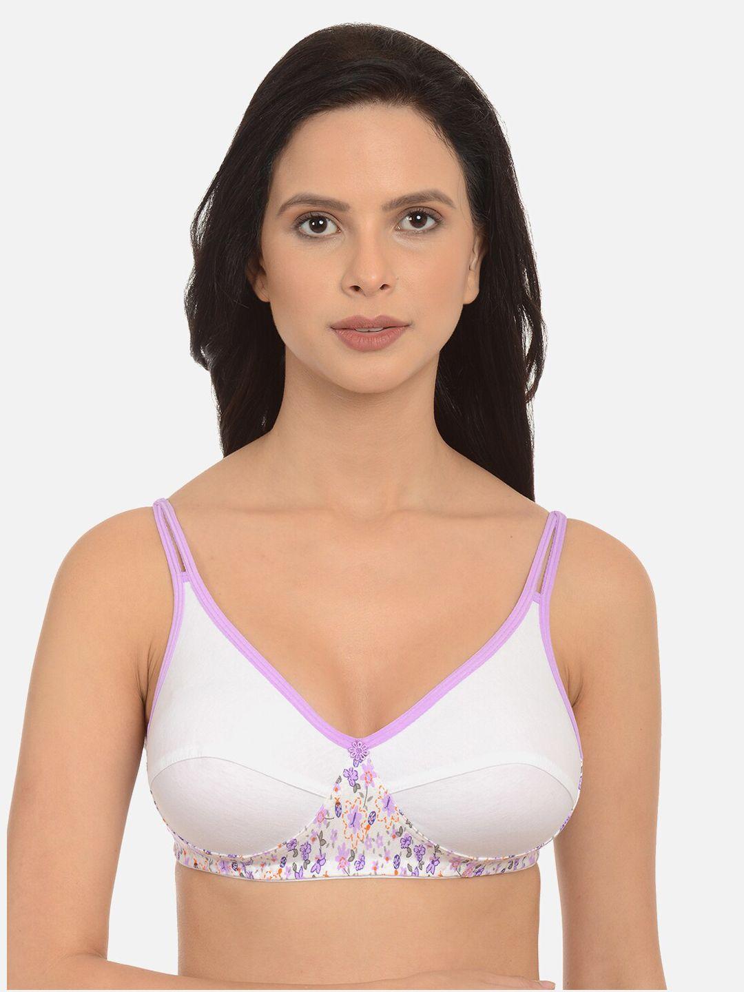 mod & shy white & purple solid non-wired non padded everyday bra ms91m