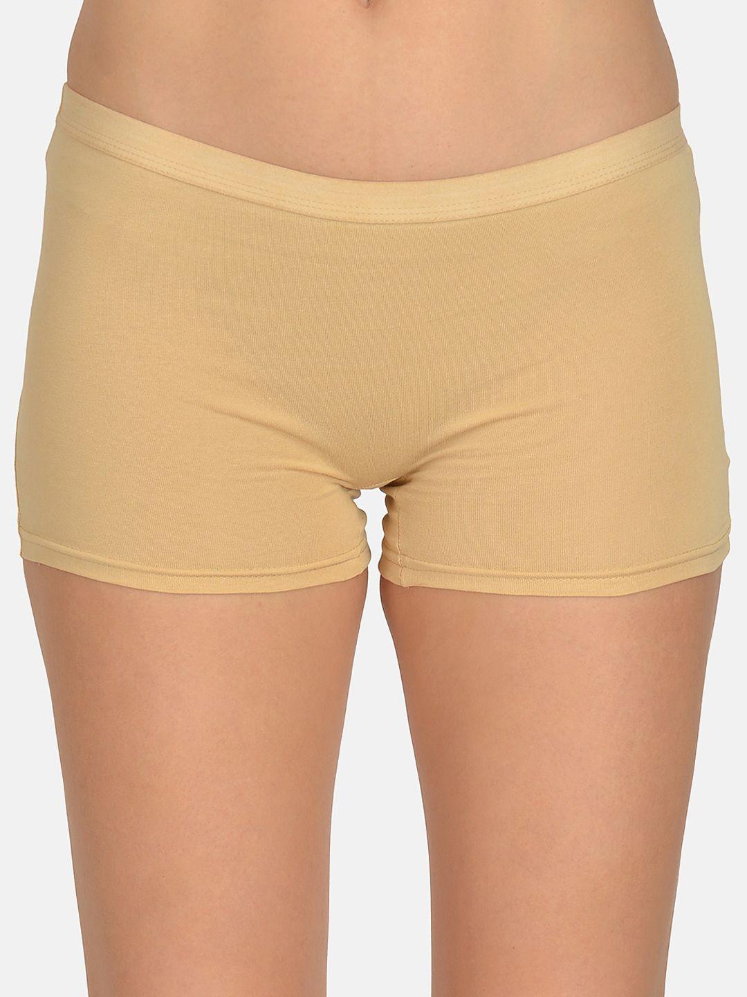 mod & shy women beige solid boy shorts mu167