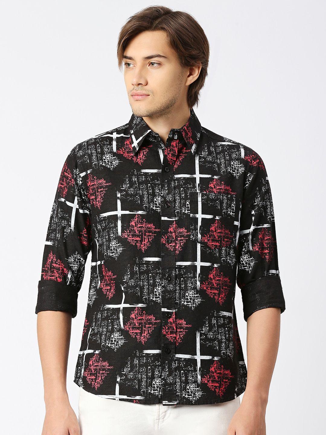 mod ecru geometric printed casual shirt