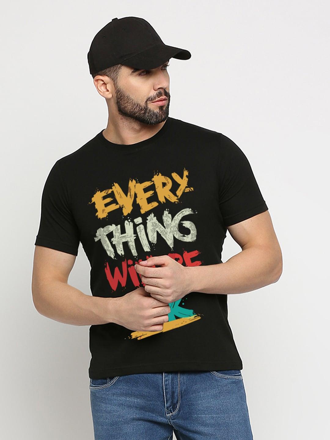 mod ecru unisex everything will be okay printed round neck cotton t-shirt