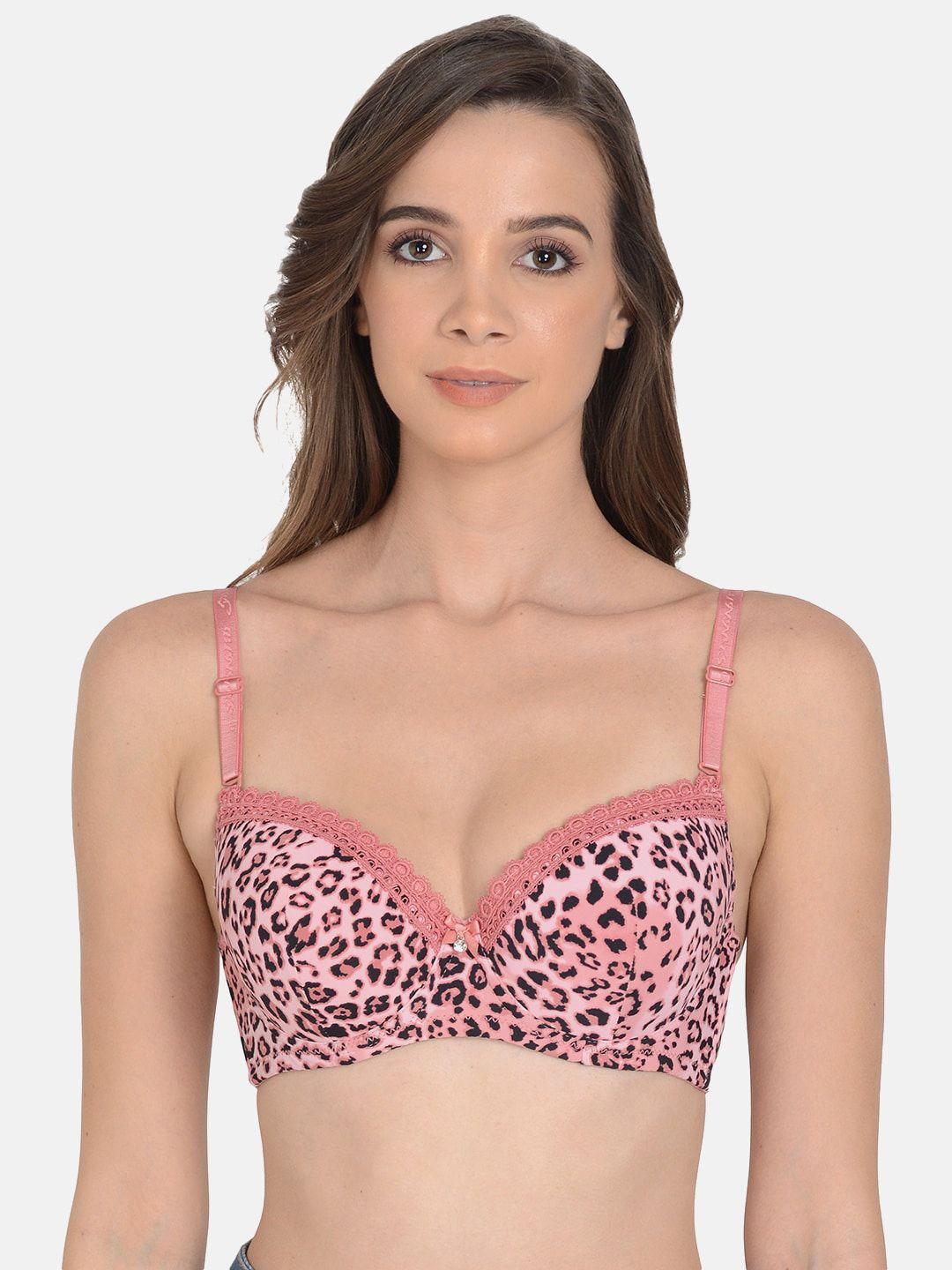 mod & shy animal printed underwired lightly padded bra