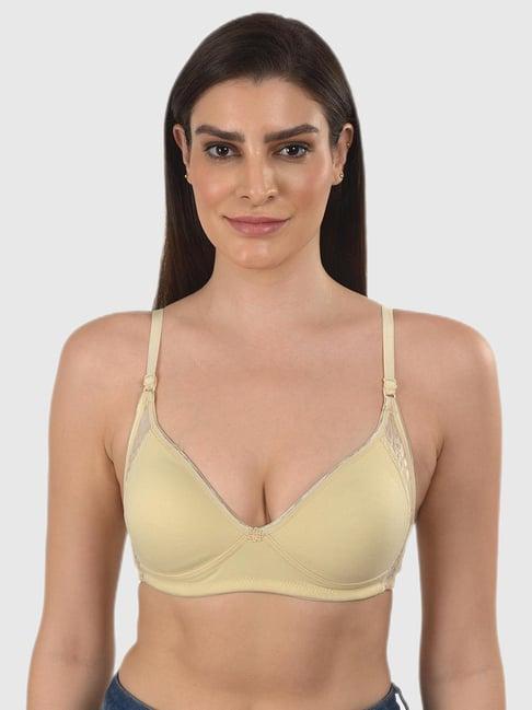 mod & shy beige solid non-padded bra