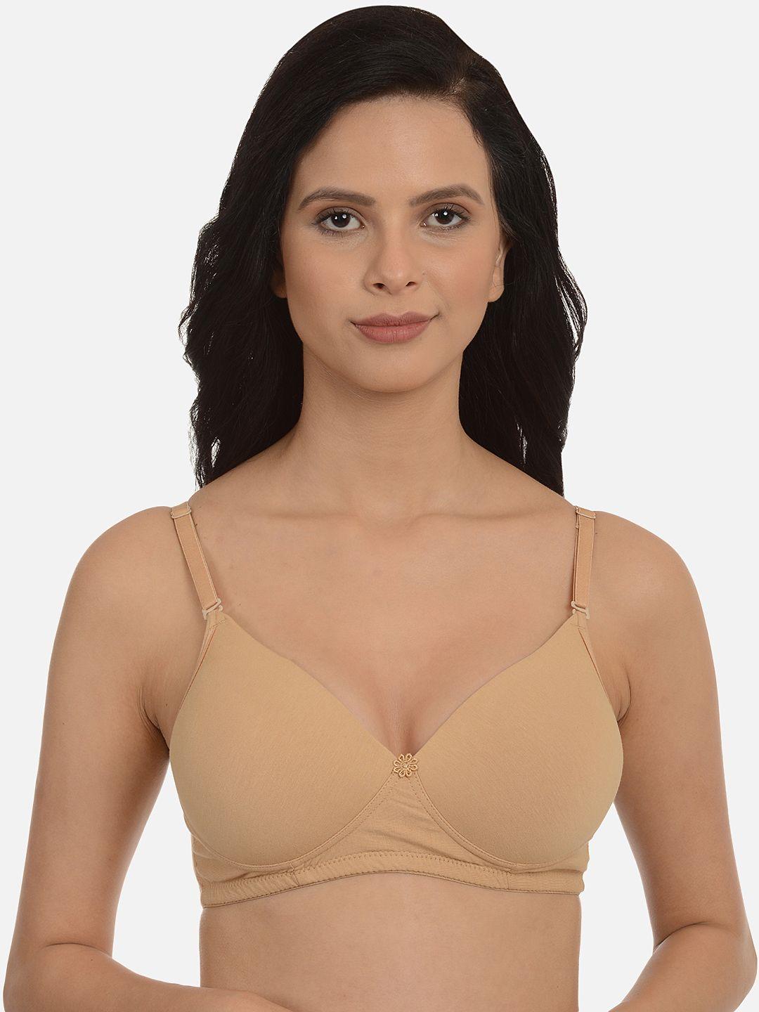 mod & shy beige solid non-wired lightly padded t-shirt bra ms80