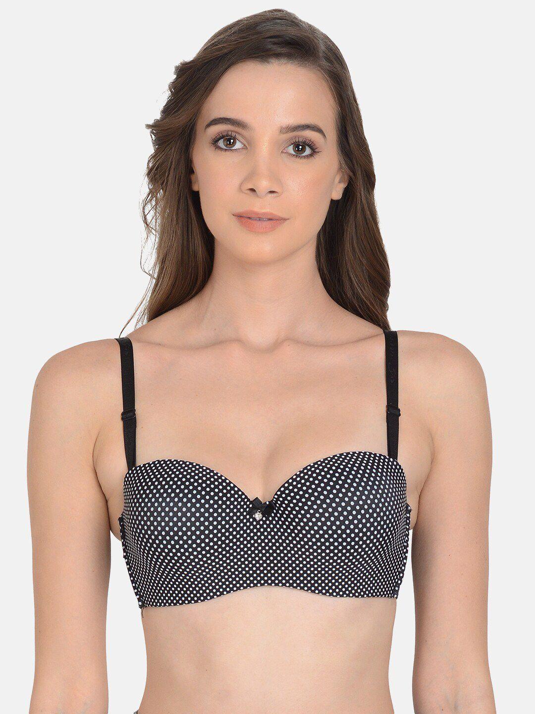 mod & shy black & white geometric underwired lightly padded bra ms433