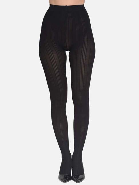 mod & shy black self pattern pantyhose stockings