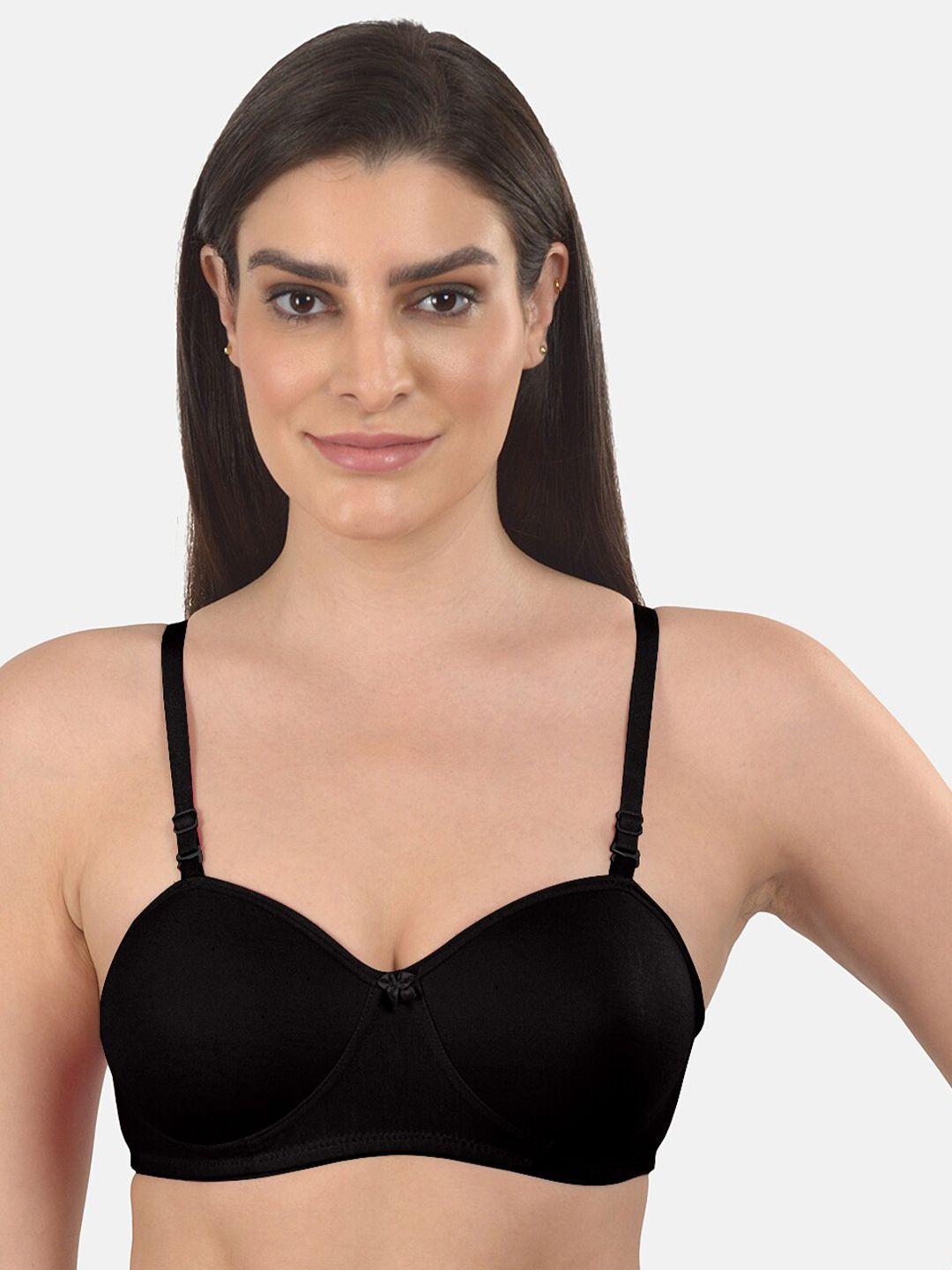 mod & shy black solid non wired medium coverage t-shirt bra