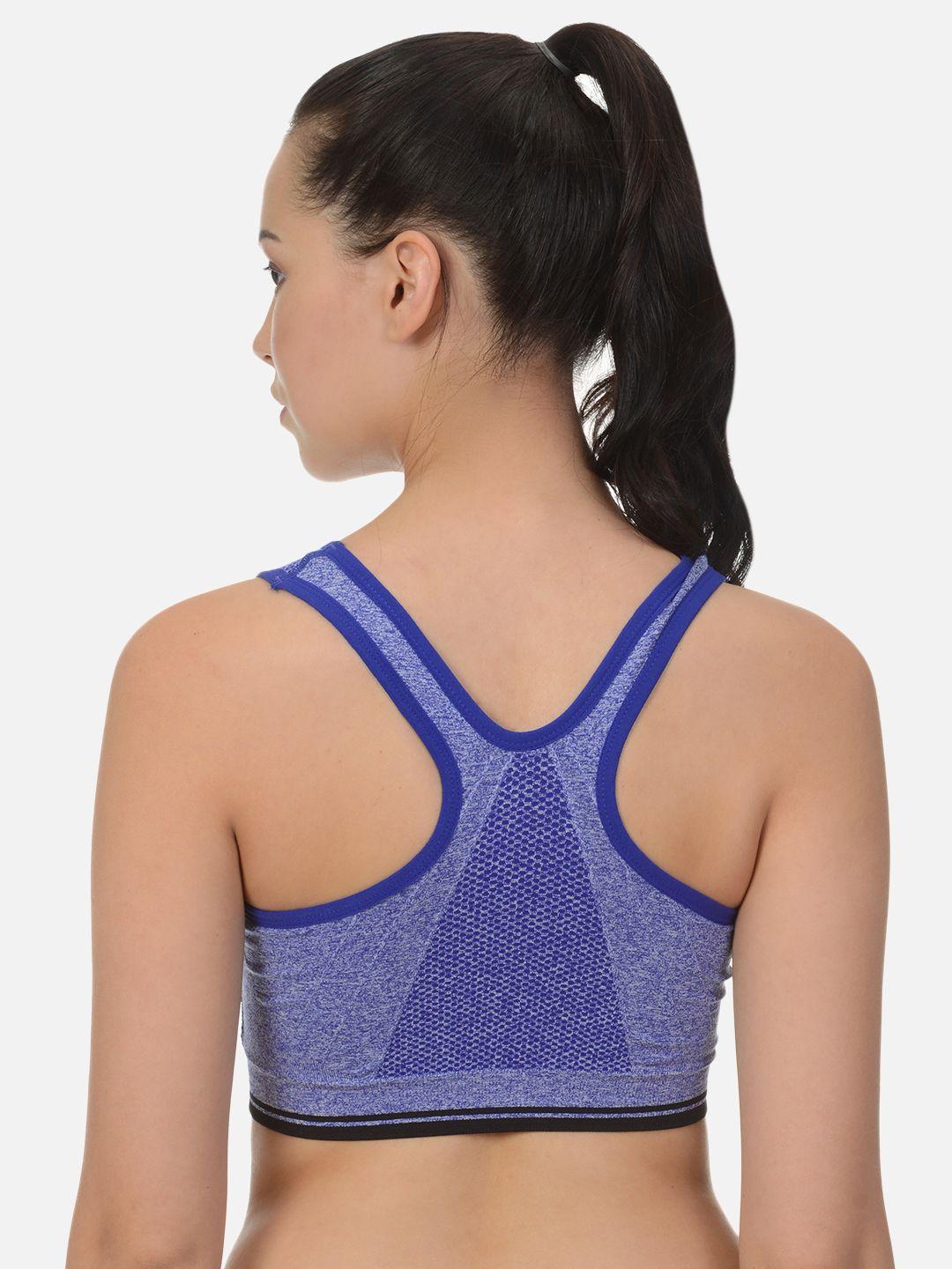 mod & shy blue solid non-wired lightly padded sports bra ms55