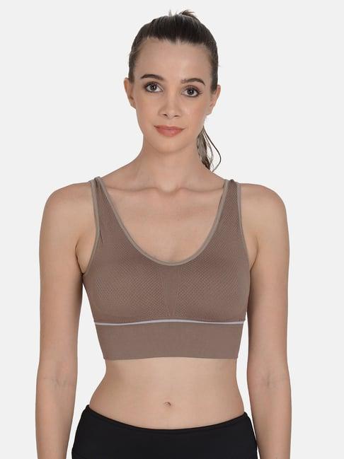 mod & shy brown removable padded sports bra