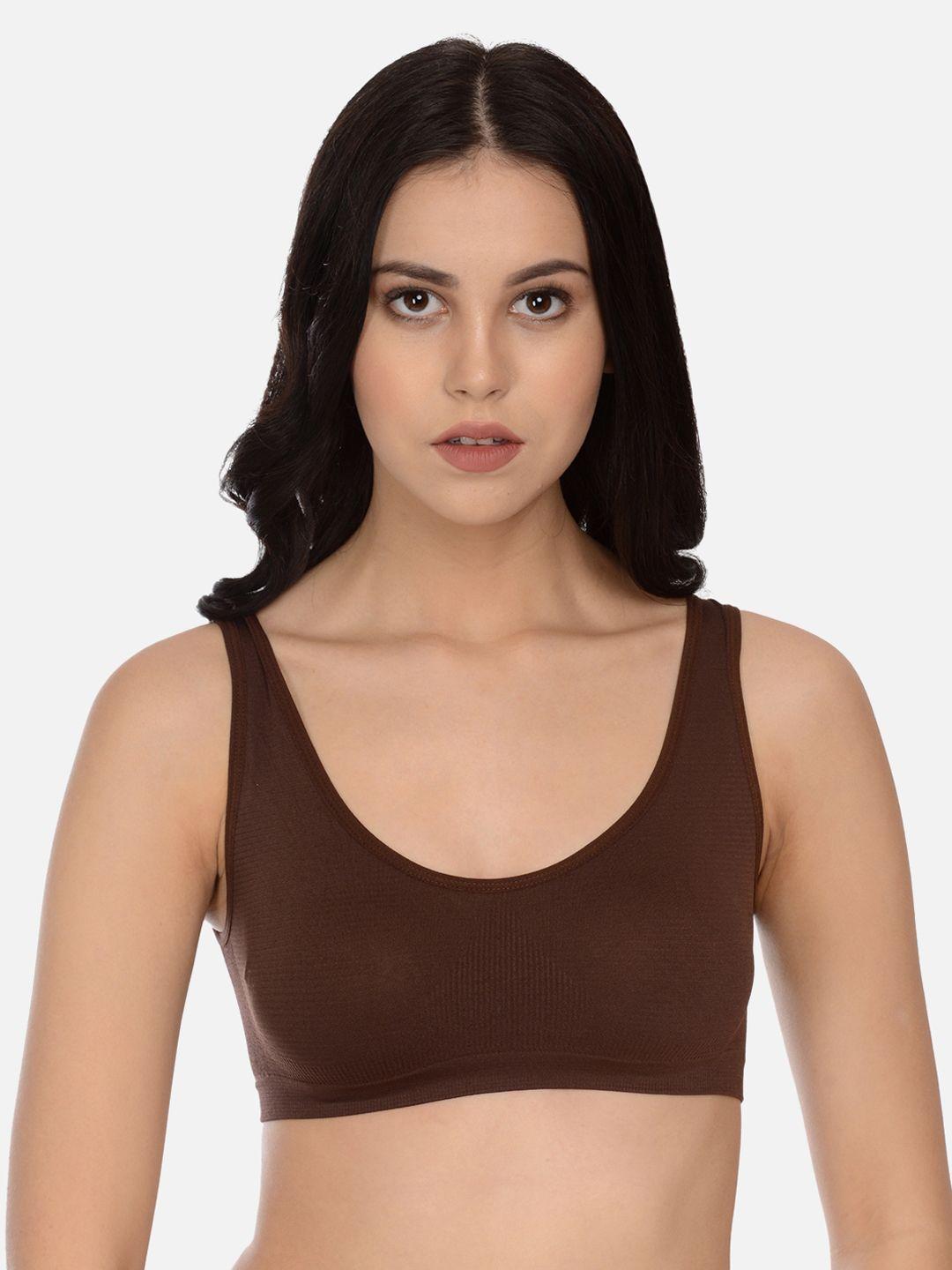 mod & shy brown solid non-wired non padded t-shirt bra ms28