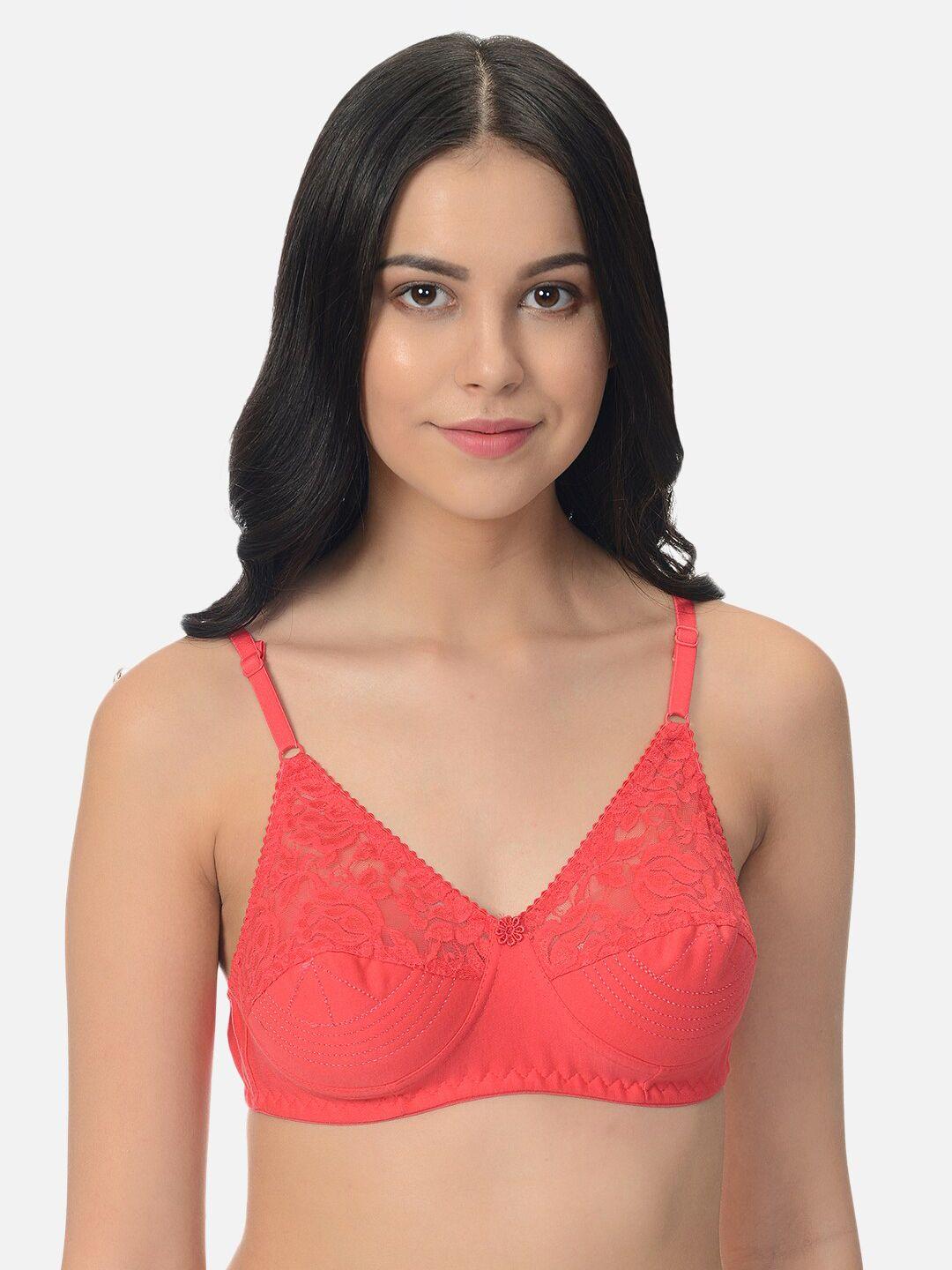 mod & shy coral-coloured solid non-wired non padded everyday bra ms52m