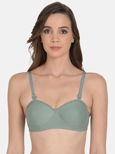 mod & shy green lightly padded balconette bra