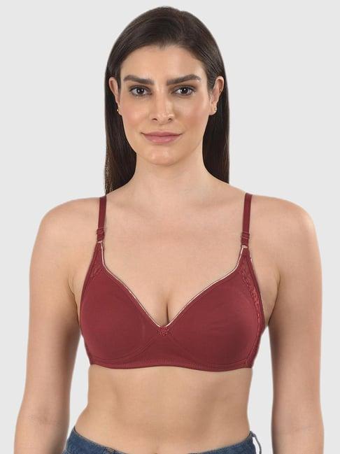 mod & shy maroon solid non-padded bra
