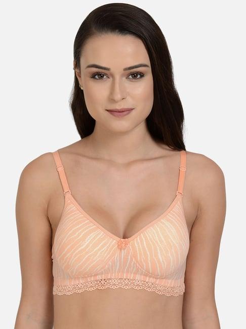 mod & shy orange & white non wired padded t-shirt bra