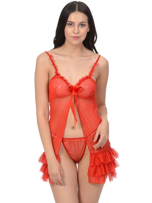 mod & shy orange babydoll with g string