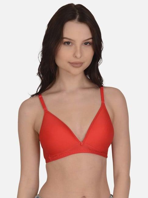 mod & shy orange cotton padded plunge bra