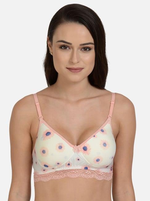 mod & shy peach & white non wired padded t-shirt bra