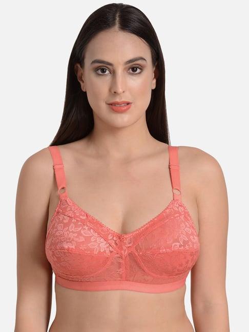 mod & shy peach non wired non padded minimizer bra