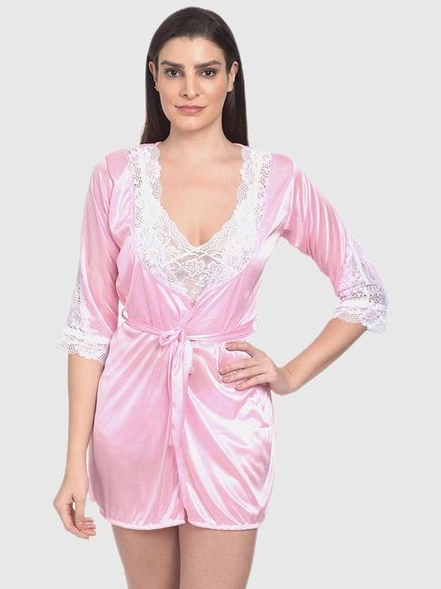 mod & shy pink lace print sleepwear robes