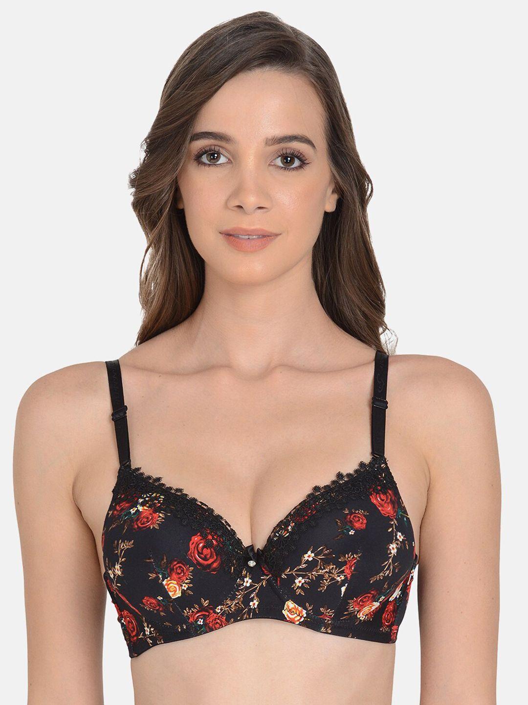 mod & shy printed half coverage underwired heavily padded all day comfort t-shirt bra