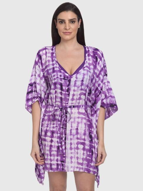 mod & shy purple tie dye print sleepwear robes