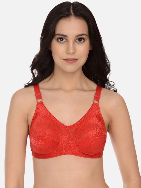 mod & shy red non wired non padded minimizer bra