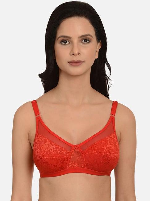 mod & shy red non wired non padded minimizer bra