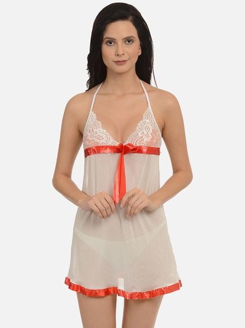 mod & shy white lace babydoll with g string