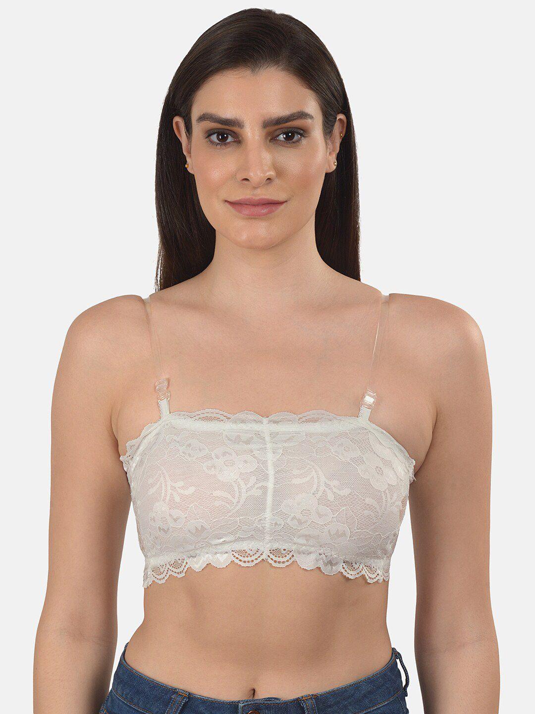 mod & shy white lightly padded bralette lace bra ms341new-32a