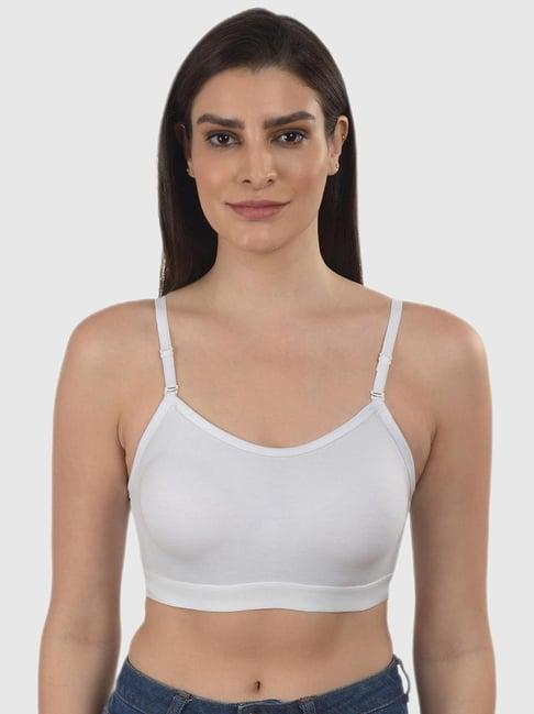 mod & shy white solid non-padded bra