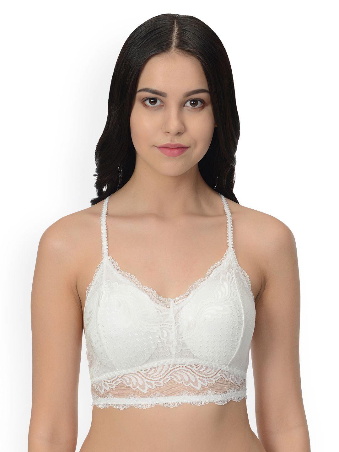 mod & shy white solid non-wired lightly padded bralette bra ms42